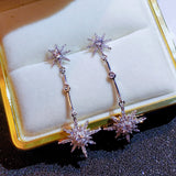 Eight Stars New Long Style Temperament Earrings Female Silver Needle - Dazpy