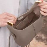 Leather Dumpling-Shaped Tote Bag