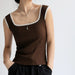 Ribbed Contrast Patchwork Tank Top