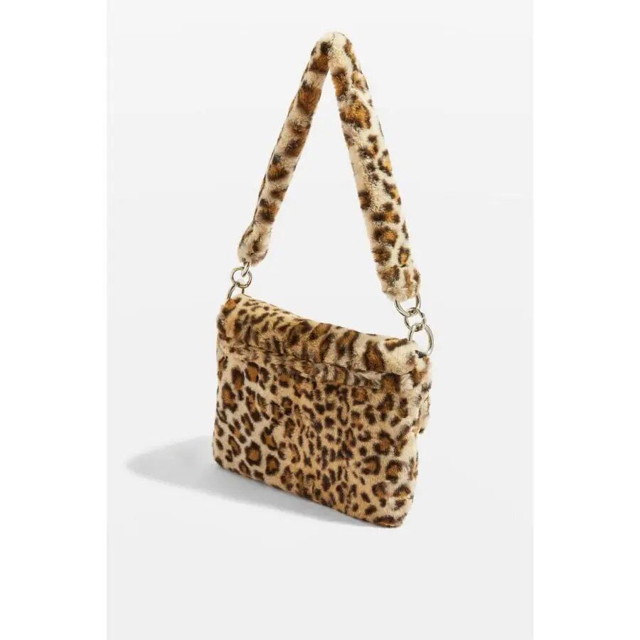 Leopard Print Faux Fur Crossbody Bag for Women