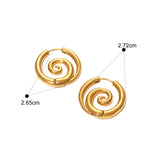 Pendientes de aro en espiral de acero inoxidable bañados en oro de 18 quilates