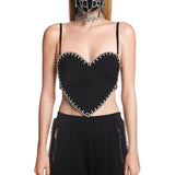 Camiseta sin mangas con cremallera de diamante y cuello en V sexy de moda de verano