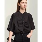 Summer Asymmetrical Stand-up Collar Blouse