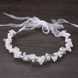 Pearl Flower Leaf Headband Crown – Elegant Bridal Wedding Hairpiece