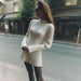 Long Sleeve Skinny Knit Dress Women Solid Color Short Temperamental