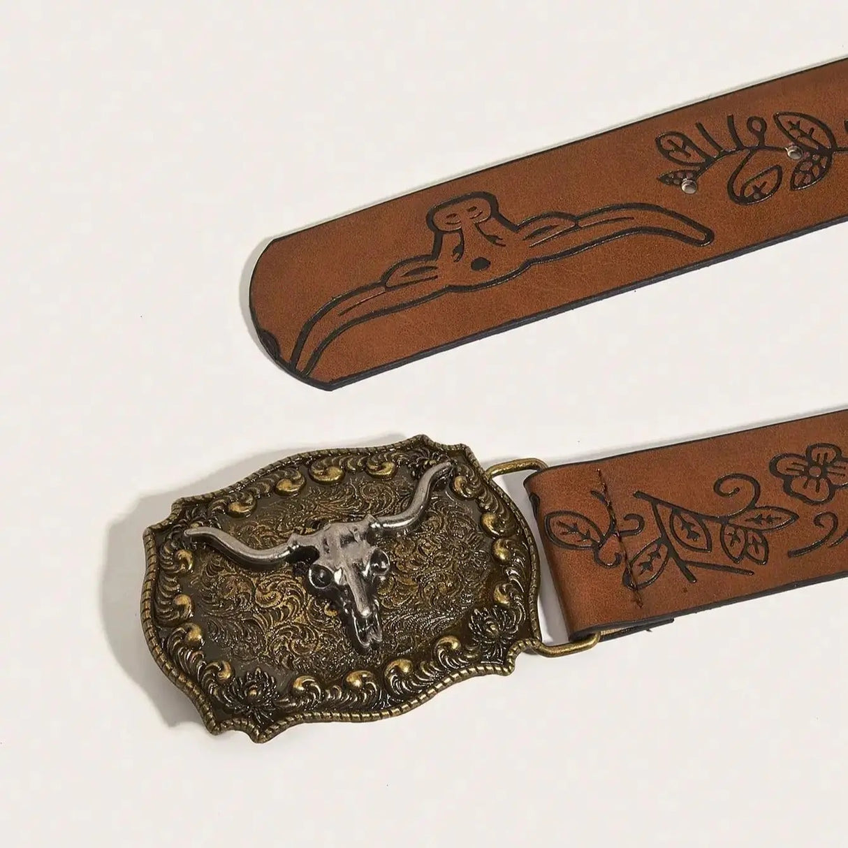 Vintage Western Cowboy Schnalle bedruckter PU-Ledergürtel