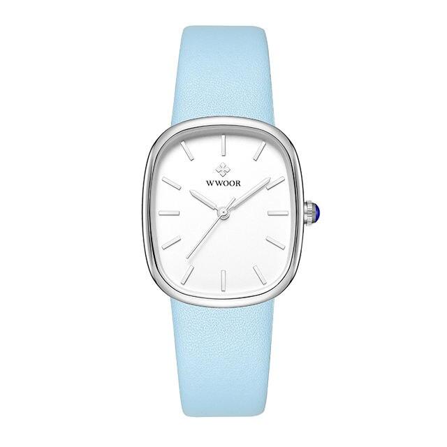 Reloj de pulsera de cuarzo de cuero de lujo para mujer