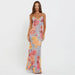 Elegant Spaghetti Strap Printed Maxi Dress - Sexy Backless Long Dress for Summer