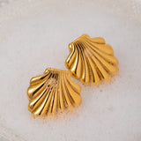 Chic Gold Plated Shell Earrings