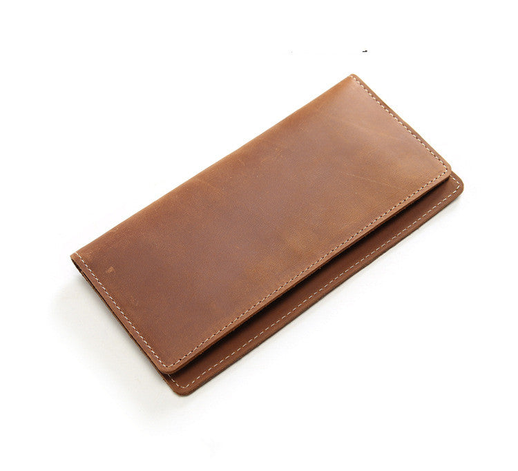 Retro leather wallet long ultra-thin first layer leather wallet - Dazpy