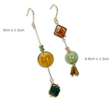 Glass Ball Asymmetric Hand Earrings - Dazpy