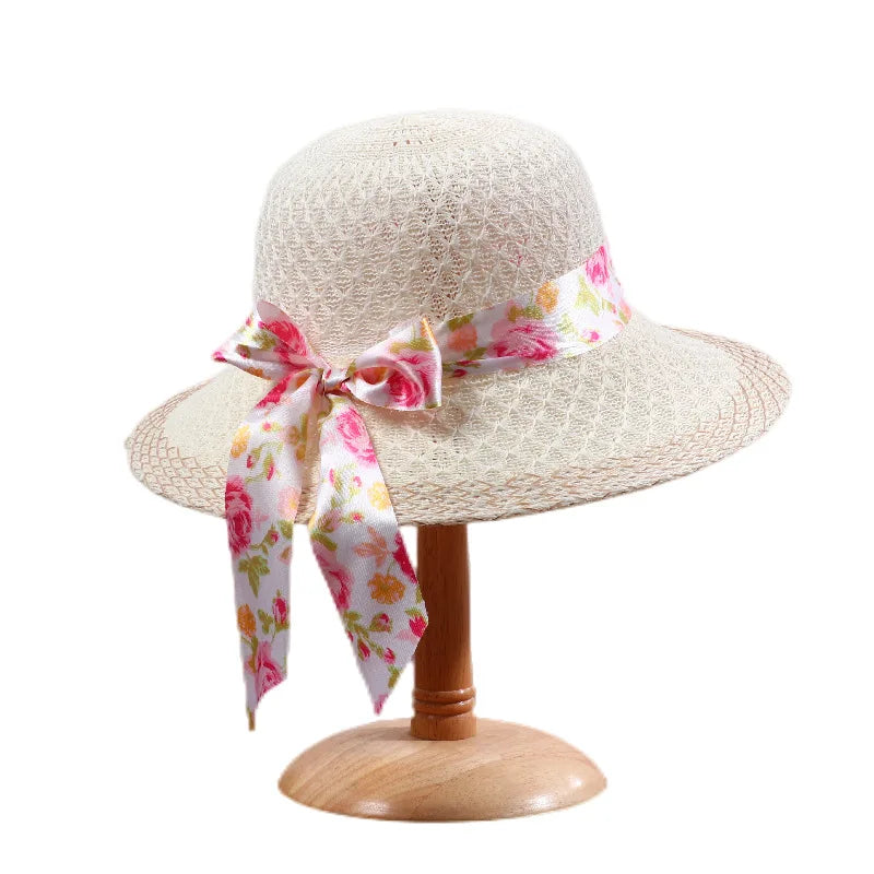 Elegant Floral Ribbon Sun Hat