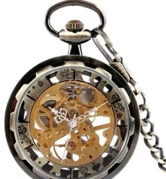 Bronze Transparent Bottom Glossy Semi-automatic Mechanical Pocket Watch - Dazpy