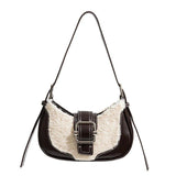 Bolso hobo de cuero elegante con hombro en forma de media luna