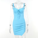 V-Neck Lace-Trim Knitted Polyester Dress