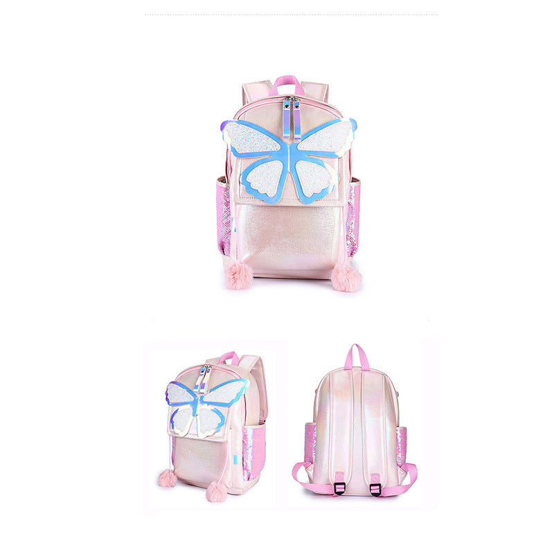 Sequined Butterfly Cute Backpack Female Korean Style Student Schoolbag Female - Dazpy