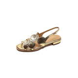 Chic Sheepskin Round Toe Sandals with Chunky Heel and Hollow Out Design