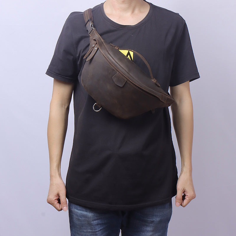 Vintage Handmade Cowhide Men's Waist Bag - Dazpy