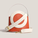 Chic Color Block Vegan Leather Bucket Bag