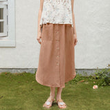 Elegant Cotton Linen Maxi Skirt