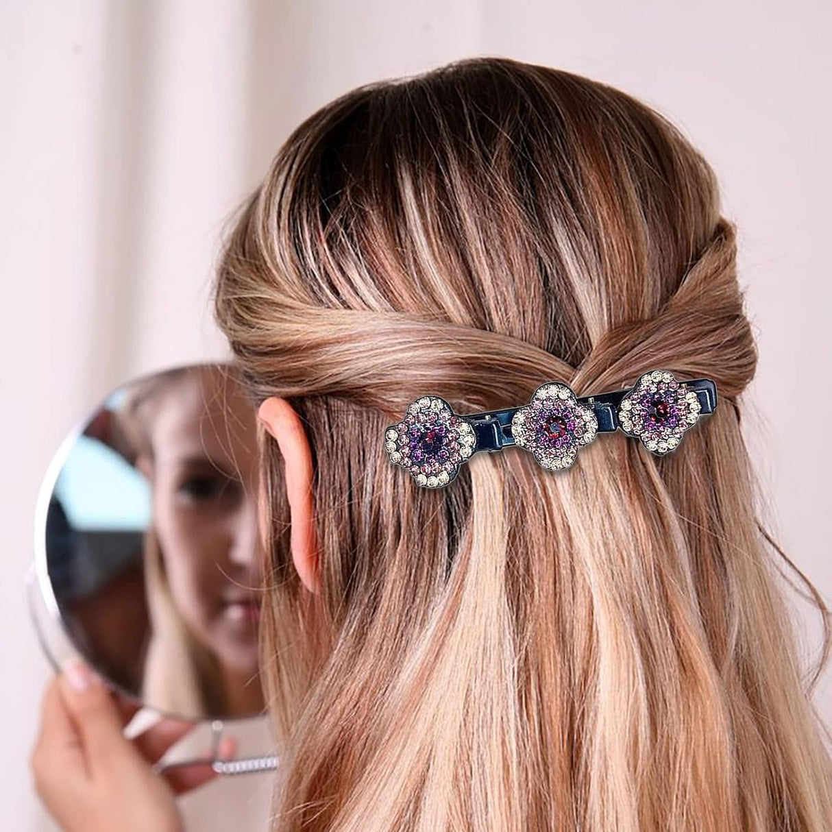 Trendy geflochtene Haarspangen mit Blumenkristallen