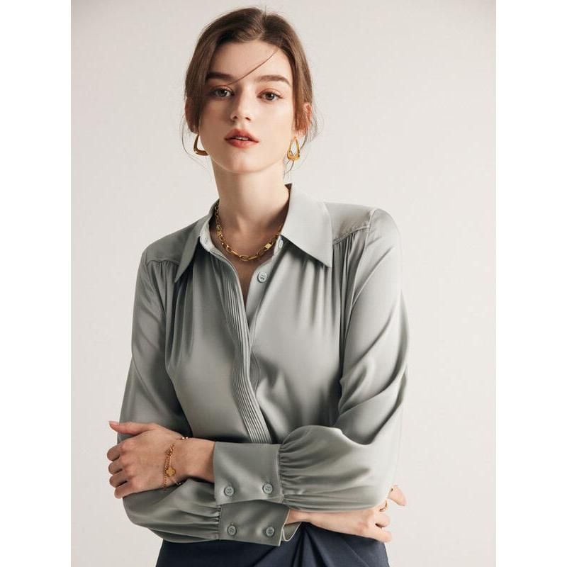 Elegante Langarm-Seidenbluse für Damen