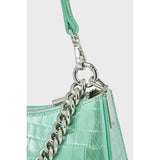 Luxe Alligator Pattern Leather Shoulder Bag with Chain Detail