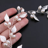 Pearl Flower Leaf Headband Crown – Elegant Bridal Wedding Hairpiece