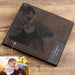 Custom photo carved frosted men's short wallet - Dazpy