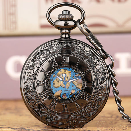 Retro Double Display Roman Literal Mechanical Pocket Watch - Dazpy