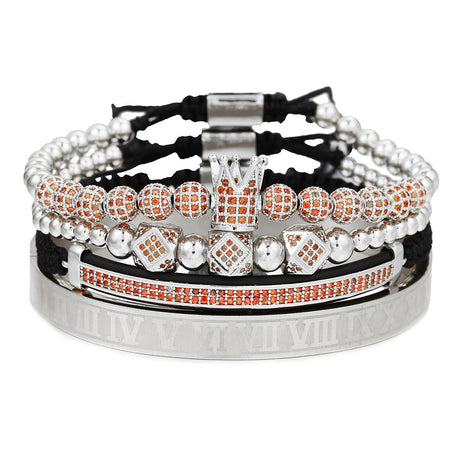 Men's Micropaved CZ Diamond Ball Crown Bracelet - Dazpy