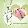 Personalized Name Necklace For Mother Custom Stainless Steel Baby Feet - Dazpy