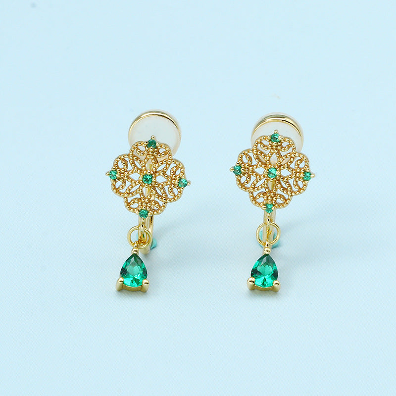 Emerald Zirconium Ear Clip Without Ear Hole - Dazpy