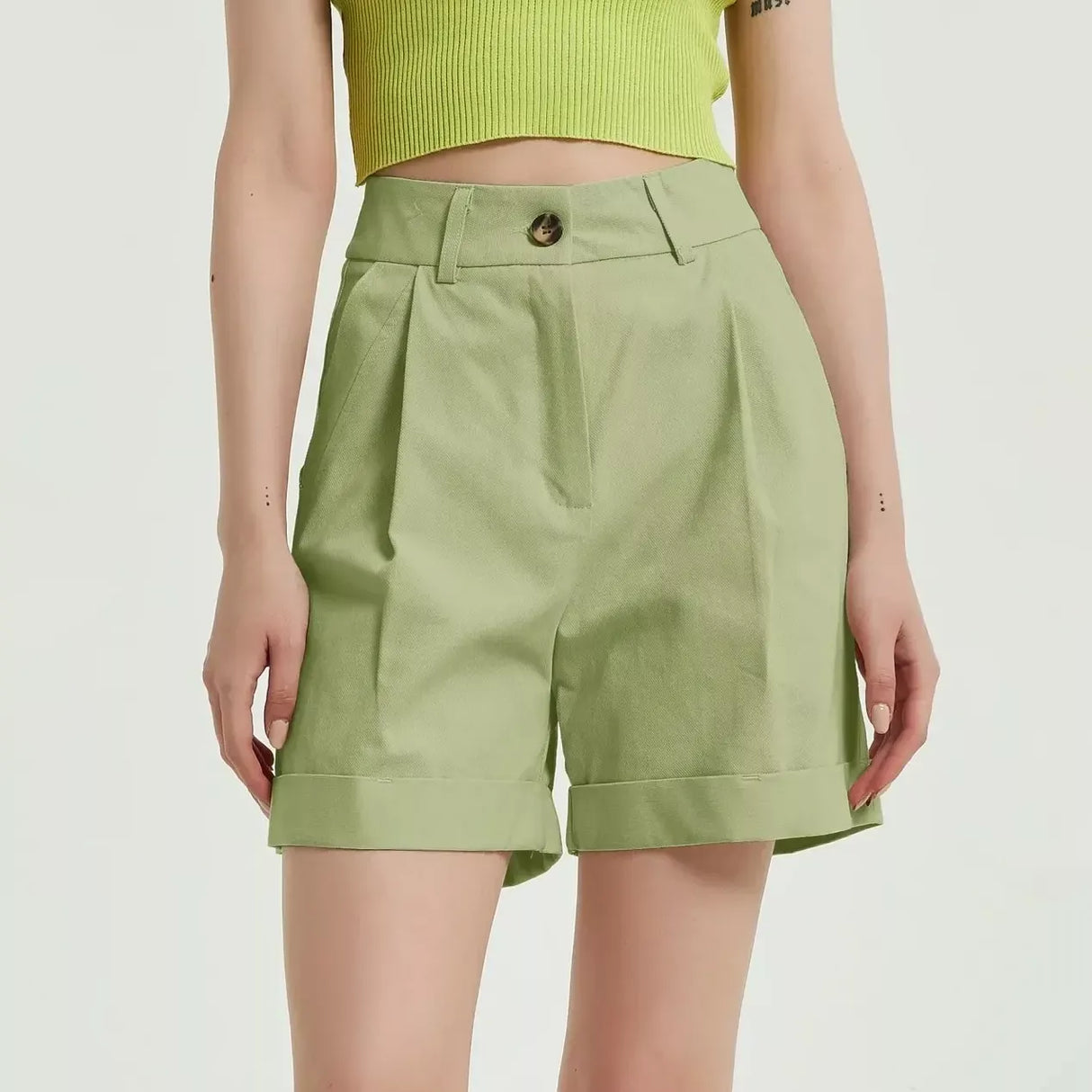 Lässige Shorts mit hoher Taille und weitem Bein