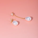 18K PVD Stainless Steel Light Luxury Pearl Earrings