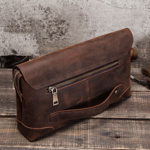 Retro Multifunctional Crazy Horse Leather Men's Clutch - Dazpy