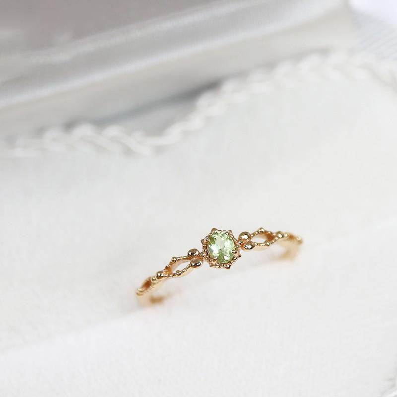 S925 Sterling Silver Japanese Natural Olivine Hollow Zircon Ring - Dazpy