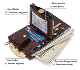 Multi-card leather men's retro RFID wallet - Dazpy