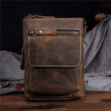 Crazy Horse Leather Men's Handmade Waist Bag Crossbody - Dazpy