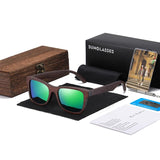 Gafas de sol polarizadas de madera de bambú natural para hombre con lentes multicapa y caja de regalo