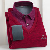 Fleece-lined Thickened Fake Shirt Collar Pullover Leisure Warm Sweater