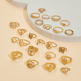 24 PCS Box 100 PCS Box Fashion Ring Set Gold Plated Stainless Steel Rings For Women Girls - Dazpy