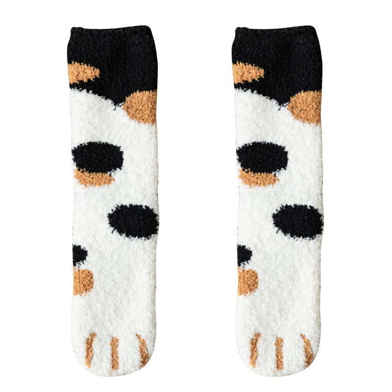 Herbst Winter Kawaii Katzenpfoten Fleece Damensocken