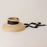 Elegante sombrero de paja de playa de verano de ala ancha