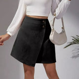 High Waist Button-Up Mini Skirt