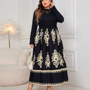 Printed Loose Long-Sleeve Maxi Dress