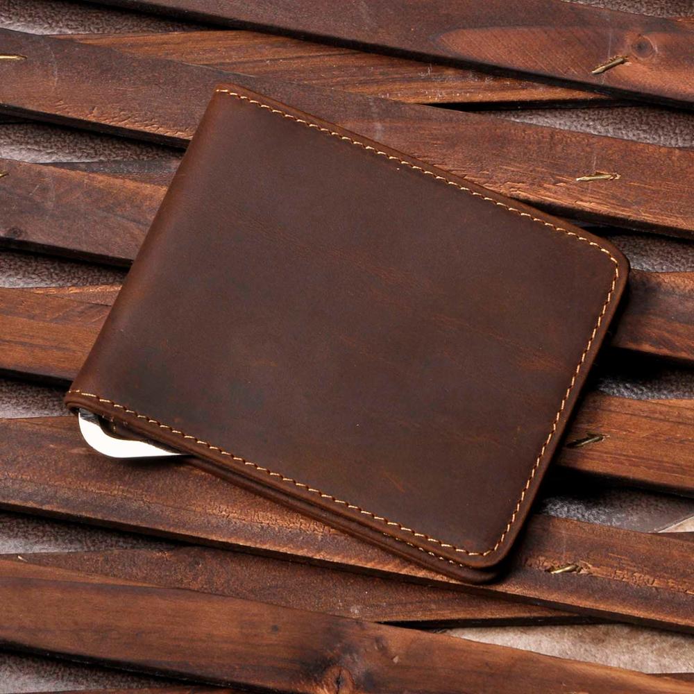 Vintage Crazy Horse Leather Handmade Short Strap Wallet - Dazpy