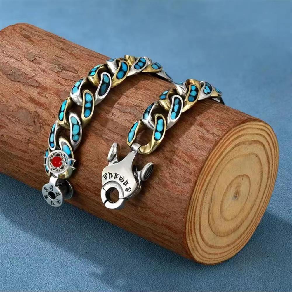 Turquoise Six Character Truth Word Nine Eye Day Bead Bracelet - Dazpy