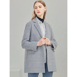 Elegant Plaid Wool Blend Winter Coat for Women