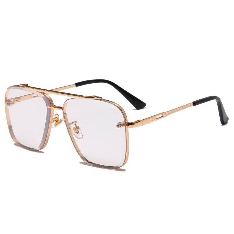 Gafas de sol clásicas vintage cuadradas: gafas de sol de lujo con montura de metal y protección UV400 para hombres y mujeres